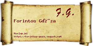Forintos Géza névjegykártya